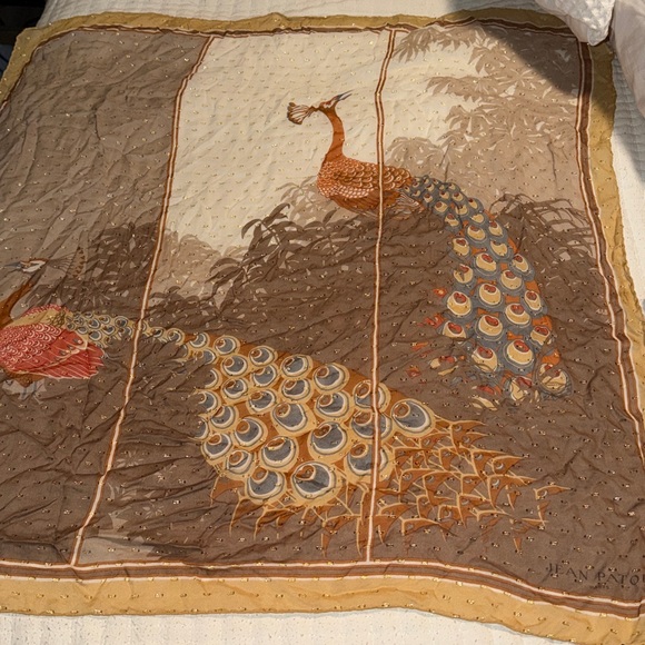 Jean Patou Accessories - Jean Paton Elegant Peacock Print Scarf
